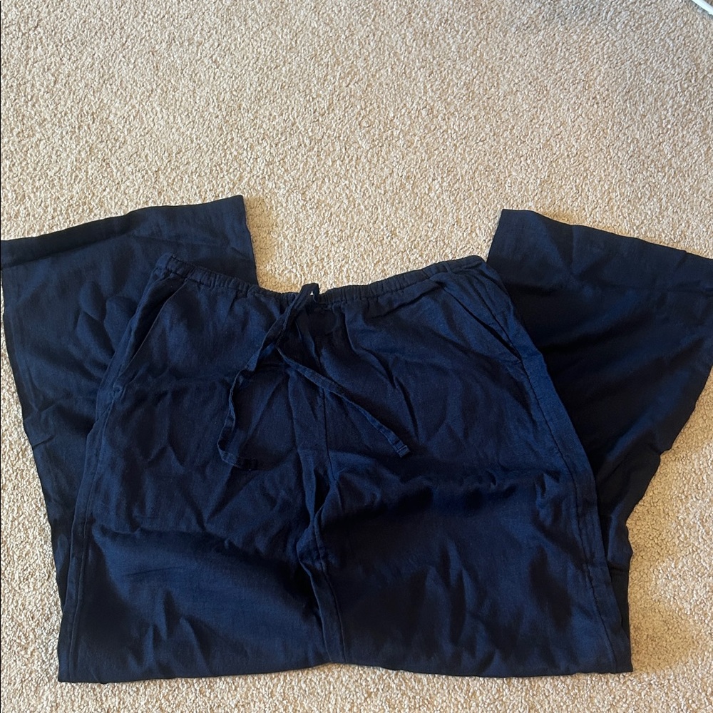 NWT HOLLISTER XSMALL NAVY WIDE LEG LINEN PANTS